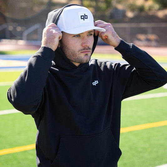 qb pocket passer black cotton hoodie for quarterbacks and qbs