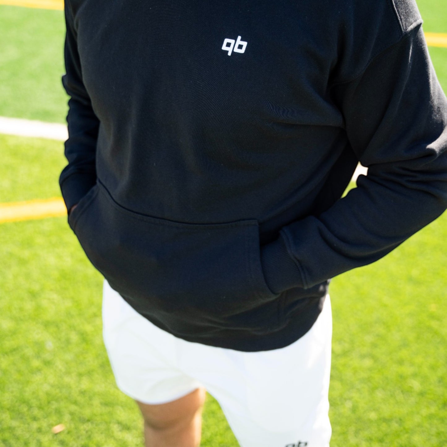 qb pocket passer black cotton hoodie for quarterbacks and qbs