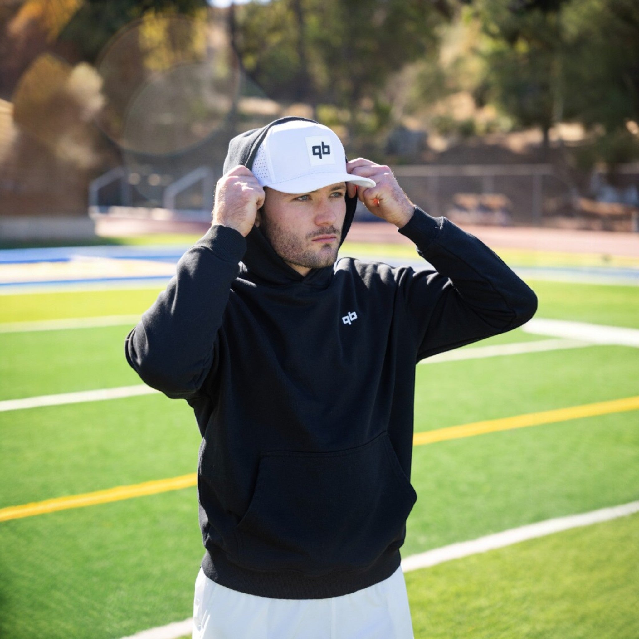 qb pocket passer black cotton hoodies for quarterbacks