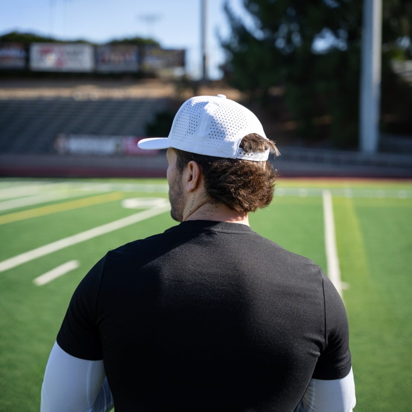 qb pocket passer white and black athletic training shirts for quarterbacks and qbs close up back