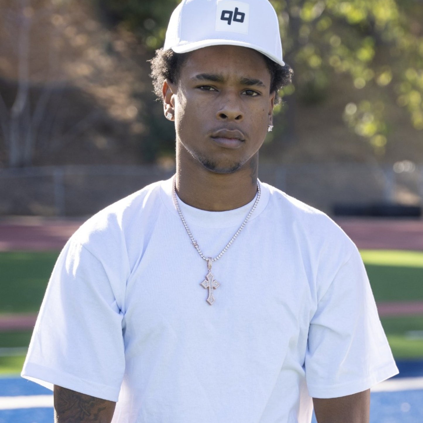 qb pocket passer white hat for quarterbacks and qbs close up men