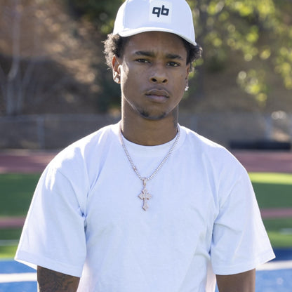 qb pocket passer white hat for quarterbacks and qbs close up men